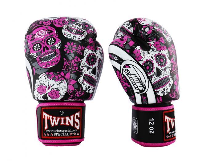 Twins Special Skull Muay Thai Gloves Pink/Black FBGVL3-53