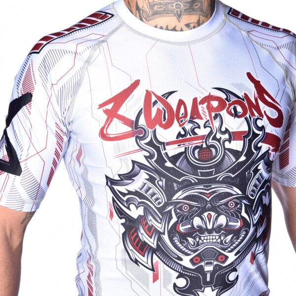8 WEAPONS Rashguard, S/S, Samurai 2.0, white-red