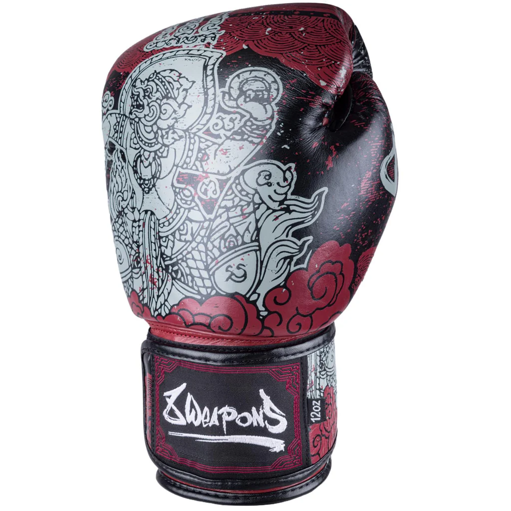 8 WEAPONS Boxing Gloves, Hanuman Yant, black-red