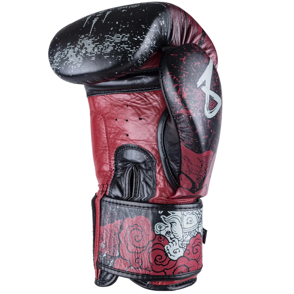 8 WEAPONS Boxing Gloves, Hanuman Yant, black-red