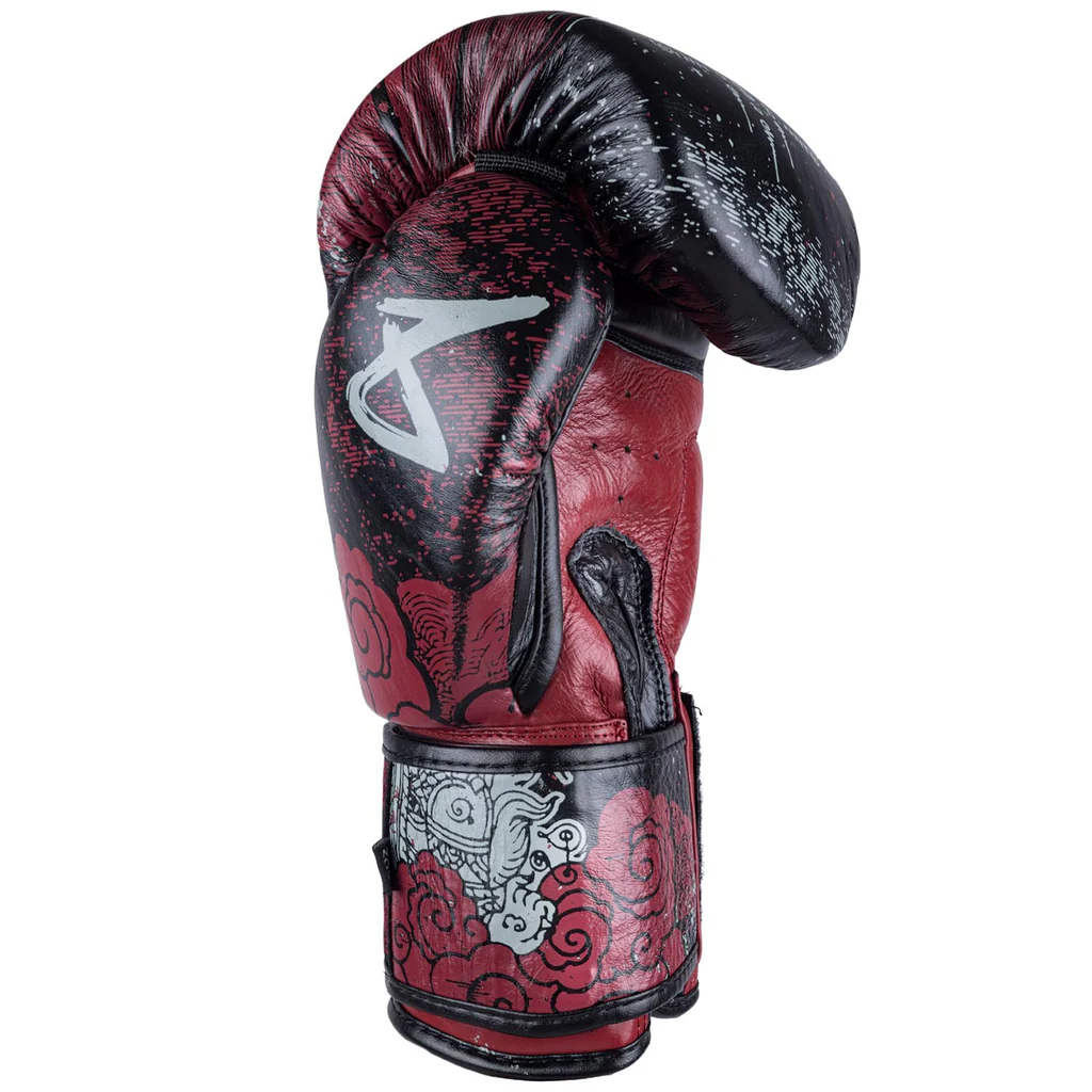 8 WEAPONS Boxing Gloves, Hanuman Yant, black-red
