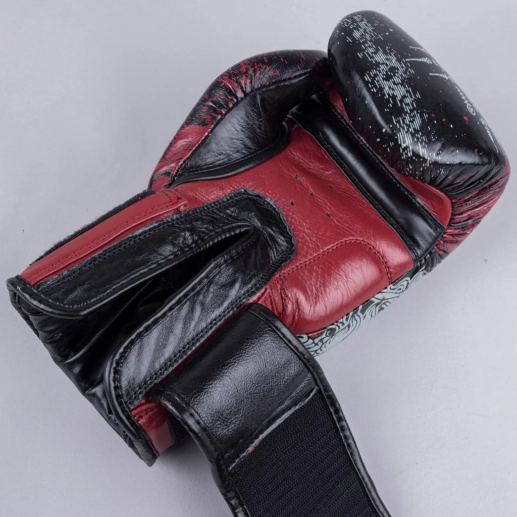 8 WEAPONS Boxing Gloves, Hanuman Yant, black-red