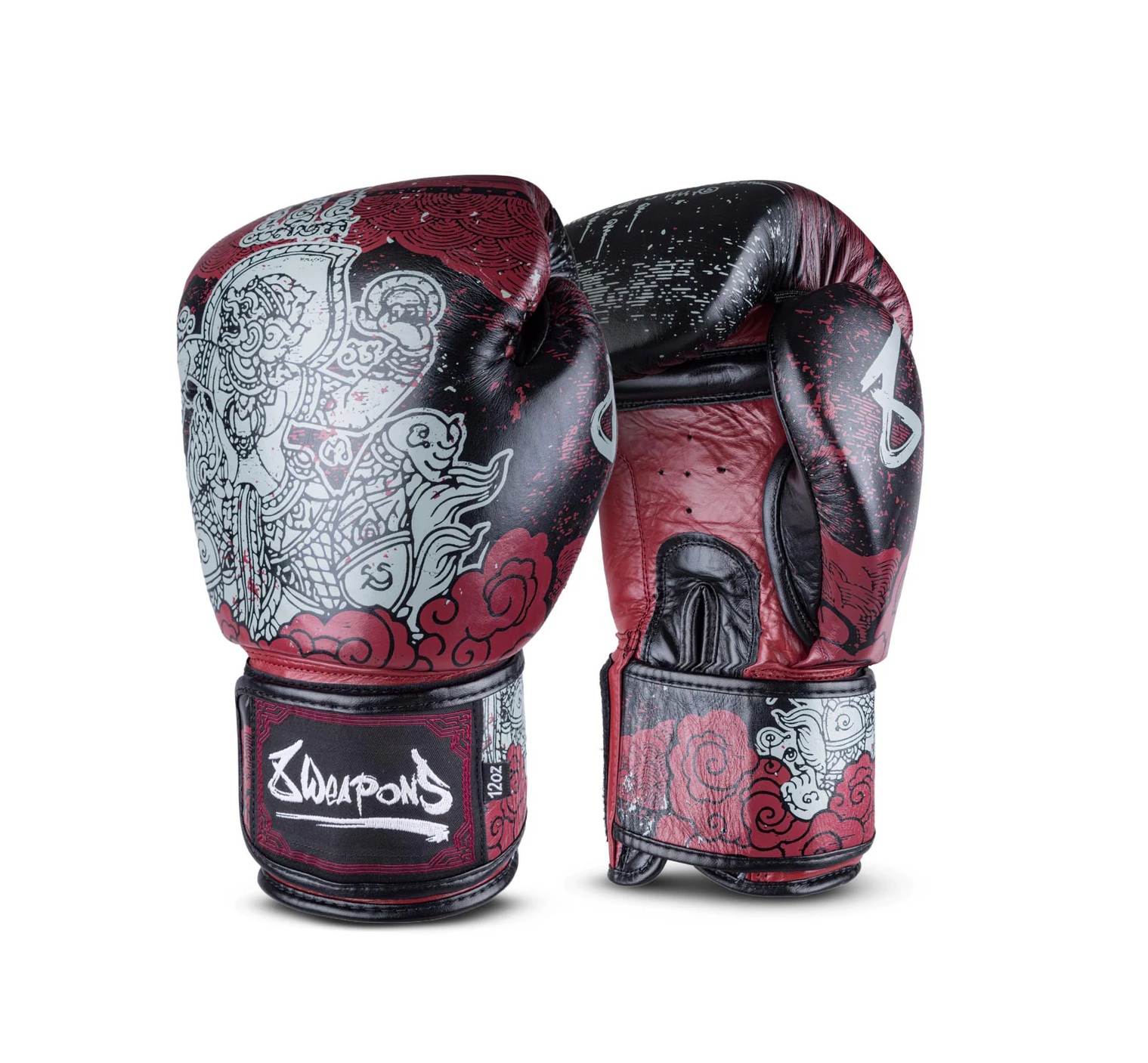8 WEAPONS Boxing Gloves, Hanuman Yant, black-red