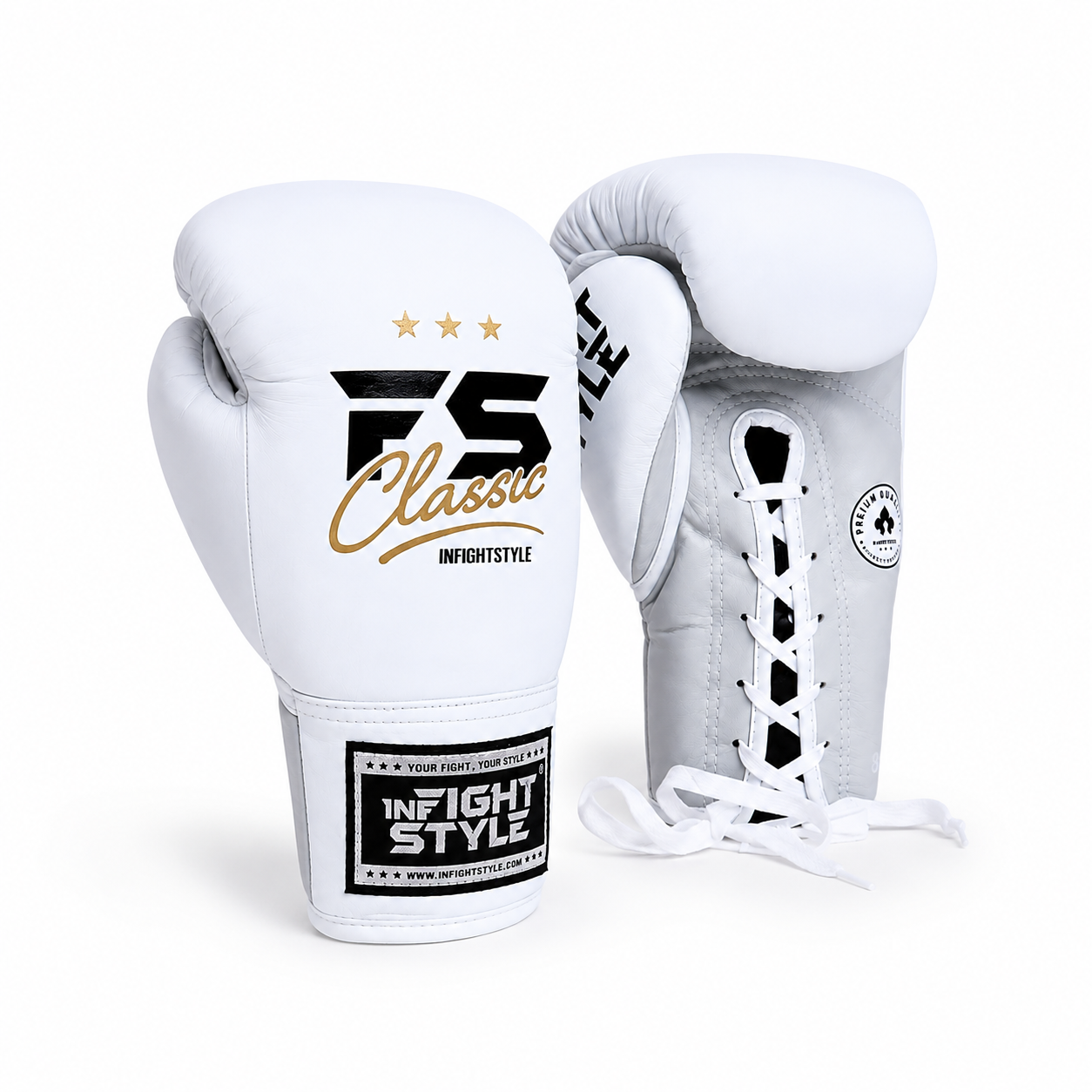 InFightStyle Heritage Lace Up Boxing Gloves – White