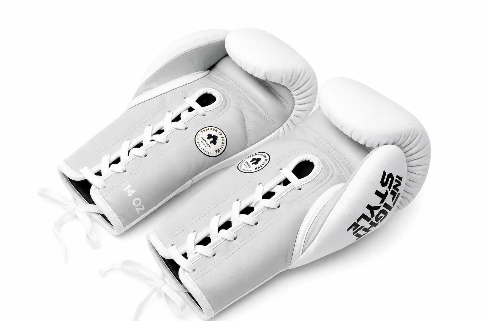 InFightStyle Heritage Lace Up Boxing Gloves – White