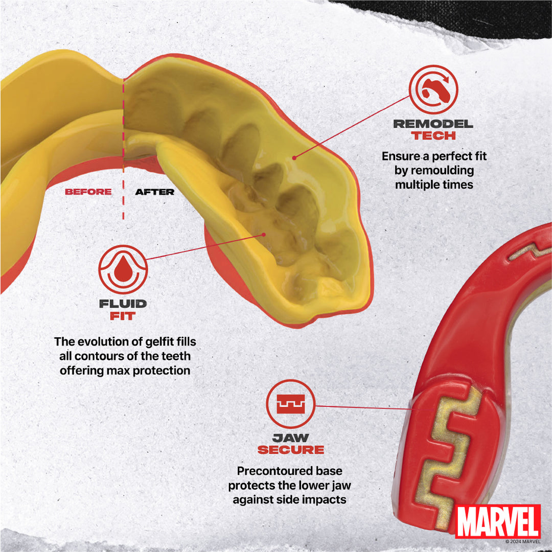 SAFEJAWZ Marvel Iron-Man Mouth Guard – Red