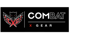 Combat X Gear (CXG) logo with panther head, red CXG letters and wings on black background