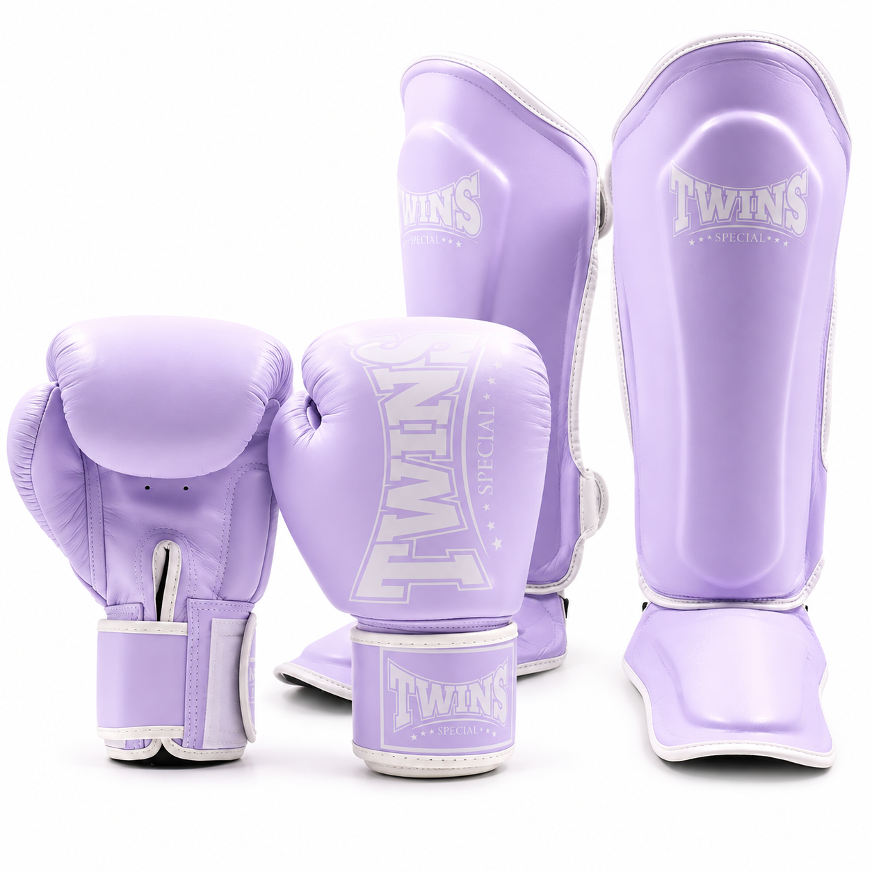 Bundle: Twins Special Lilac Boxing Gloves & Shin Guards